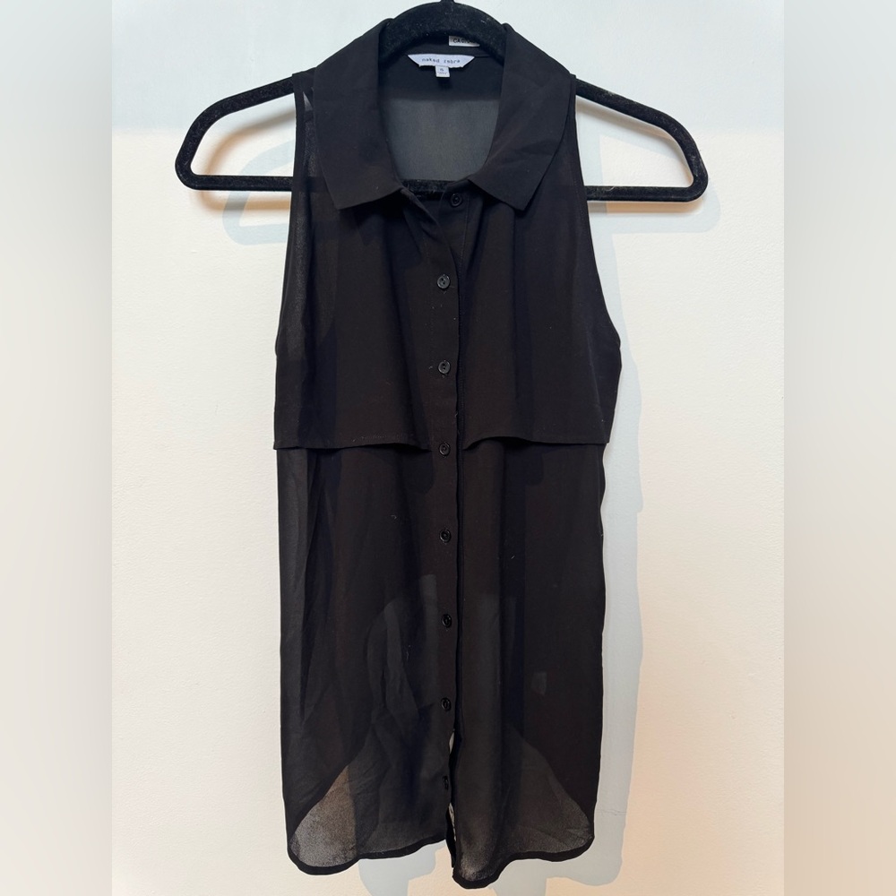 Naked Zebra Sheer Black Sleeveless Blouse